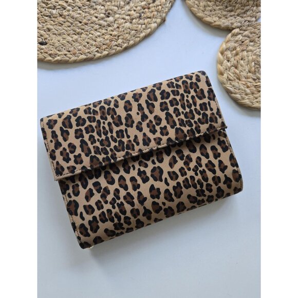 Leopard Print Wallet with Calculator Large Vintage Wallet Clutch Handbag - Picture 1 of 7